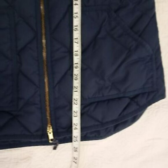 J.Crew Quilted Down Vest With Gold Zipper M Navy Blue - Picture 8 of 9